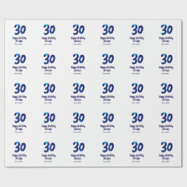 30th birthday add name date year blue sparkle  ラッピングペーパー