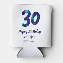 30th birthday add name date year blue sparkle  缶クーラー