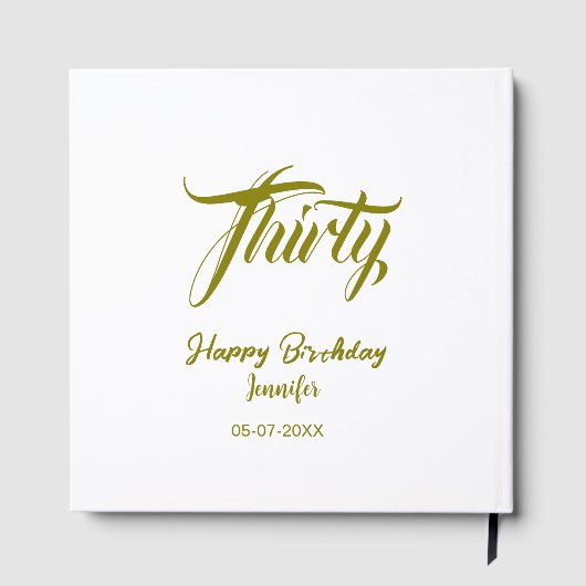 30th birthday add name date year gold template thi ゲストブック (裏面)
