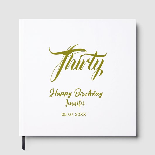 30th birthday add name date year gold template thi ゲストブック (正面)