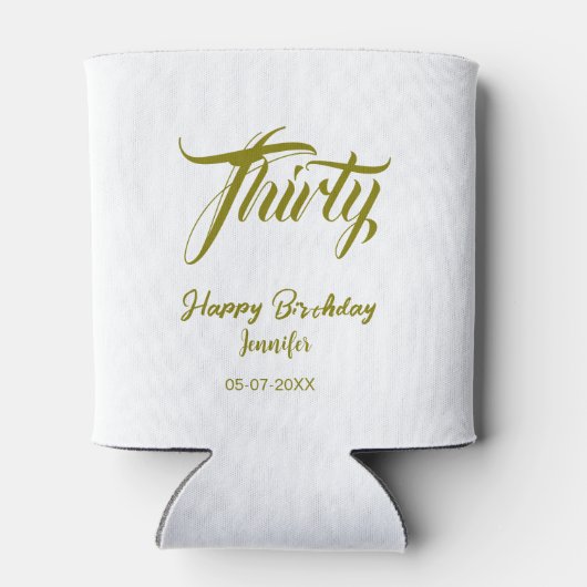 30th birthday add name date year gold template thi 缶クーラー (裏面)