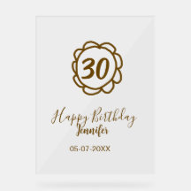 30th birthday add name date year golden flower tex