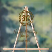 30th birthday add name date year golden flower tex アクリルサイン (ニュートラル)