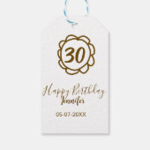 30th birthday add name date year golden flower tex ギフトタグ (裏面)