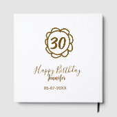30th birthday add name date year golden flower tex ゲストブック (裏面)