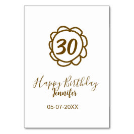30th birthday add name date year golden flower tex テーブルナンバー