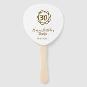 30th birthday add name date year golden flower tex ハンドファン (裏面)