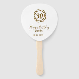 30th birthday add name date year golden flower tex ハンドファン