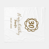 30th birthday add name date year golden flower tex フリースブランケット (正面(横))