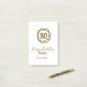 30th birthday add name date year golden flower tex ポストイット (デスク上)