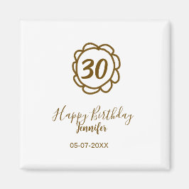 30th birthday add name date year golden flower tex マグネット