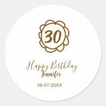 30th birthday add name date year golden flower tex