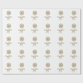 30th birthday add name date year golden flower tex ラッピングペーパー