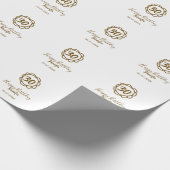 30th birthday add name date year golden flower tex ラッピングペーパー (角)