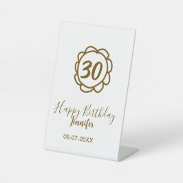 30th birthday add name date year golden flower tex 台座サイン