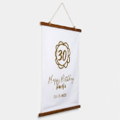 30th birthday add name date year golden flower tex 吊り下げ型タペストリー (傾斜あり)