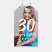 30th birthday add name date year white photo ギフトタグ (裏面)