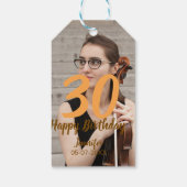 30th birthday add name date year white photo ギフトタグ (裏面)