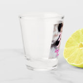 30th birthday add name date year white photo ショットグラス (左)