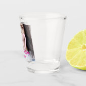 30th birthday add name date year white photo ショットグラス (右)