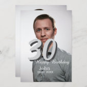 30th birthday add name date year white photo シーズンカード (正面/裏面)