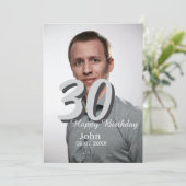 30th birthday add name date year white photo シーズンカード (スタンド正面)