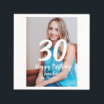 30th birthday add name date year white photo スタンダードカクテルナプキン<br><div class="desc">編集可能デザイン</div>
