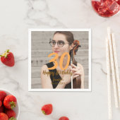 30th birthday add name date year white photo スタンダードカクテルナプキン (インサイチュ)