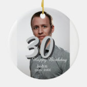 30th birthday add name date year white photo セラミックオーナメント (裏面)