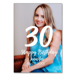 30th birthday add name date year white photo テーブルナンバー