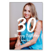 30th birthday add name date year white photo テーブルナンバー (裏面)