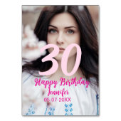 30th birthday add name date year white photo テーブルナンバー (裏面)