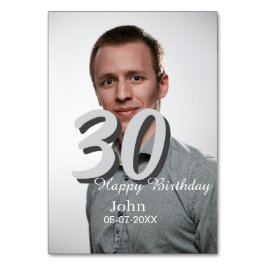 30th birthday add name date year white photo テーブルナンバー