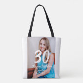 30th birthday add name date year white photo トートバッグ (裏面)