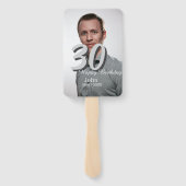 30th birthday add name date year white photo ハンドファン (裏面)