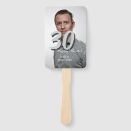 30th birthday add name date year white photo ハンドファン