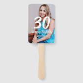 30th birthday add name date year white photo ハンドファン (裏面)