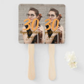 30th birthday add name date year white photo ハンドファン (正面&裏面)