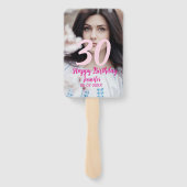 30th birthday add name date year white photo ハンドファン (裏面)