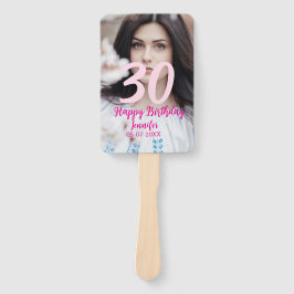 30th birthday add name date year white photo ハンドファン