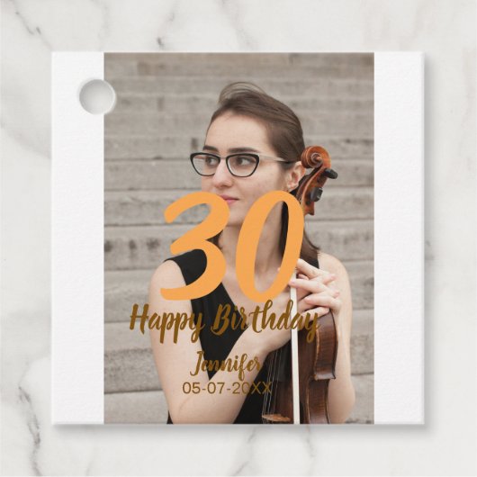 30th birthday add name date year white photo フェイバータグ (正面)