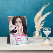 30th birthday add name date year white photo フォトプラーク (側面)