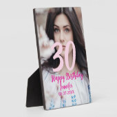 30th birthday add name date year white photo フォトプラーク (側面)