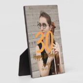 30th birthday add name date year white photo フォトプラーク (側面)