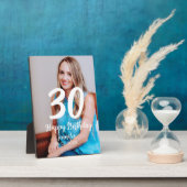30th birthday add name date year white photo フォトプラーク (側面)