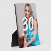30th birthday add name date year white photo フォトプラーク (側面)