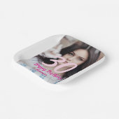30th birthday add name date year white photo ペーパープレート (傾斜あり)