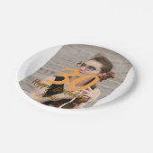 30th birthday add name date year white photo ペーパープレート (アングル)