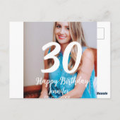 30th birthday add name date year white photo ポストカード (裏面)