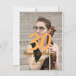 30th birthday add name date year white photo ポストカード